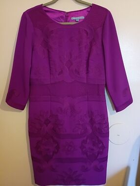 Antonio Melani Women's Plum Embroidered Sheath Dress Sz 8